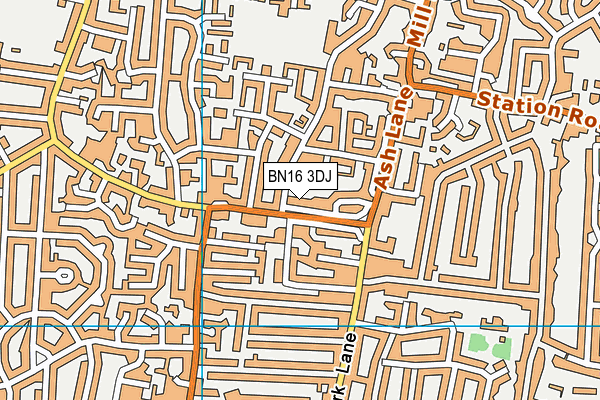 BN16 3DJ map - OS VectorMap District (Ordnance Survey)