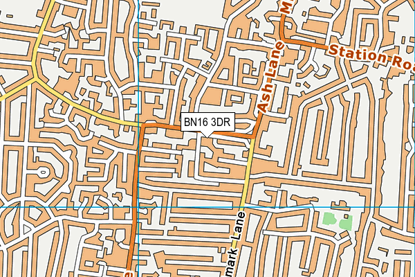 BN16 3DR map - OS VectorMap District (Ordnance Survey)