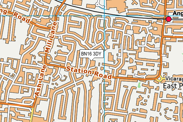 BN16 3DY map - OS VectorMap District (Ordnance Survey)