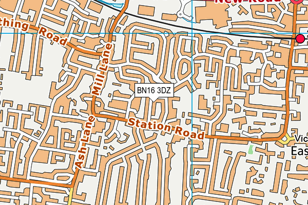 BN16 3DZ map - OS VectorMap District (Ordnance Survey)