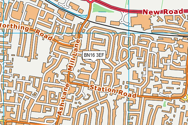 BN16 3EF map - OS VectorMap District (Ordnance Survey)
