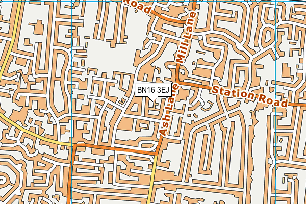 BN16 3EJ map - OS VectorMap District (Ordnance Survey)