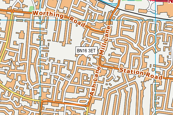 BN16 3ET map - OS VectorMap District (Ordnance Survey)