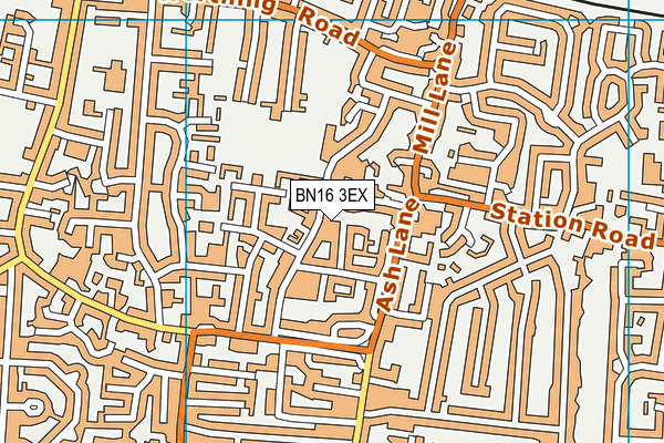 BN16 3EX map - OS VectorMap District (Ordnance Survey)