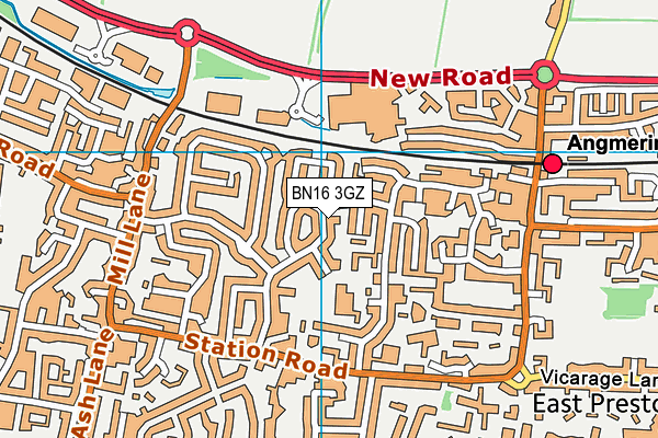 BN16 3GZ map - OS VectorMap District (Ordnance Survey)