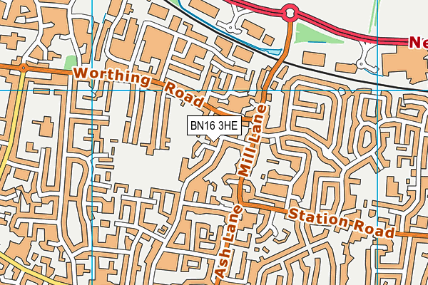 BN16 3HE map - OS VectorMap District (Ordnance Survey)