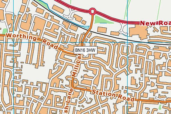 BN16 3HW map - OS VectorMap District (Ordnance Survey)