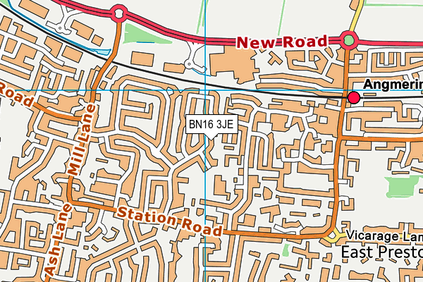 BN16 3JE map - OS VectorMap District (Ordnance Survey)