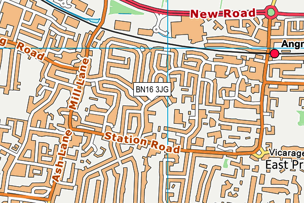 BN16 3JG map - OS VectorMap District (Ordnance Survey)