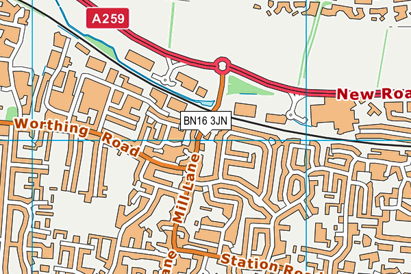 BN16 3JN map - OS VectorMap District (Ordnance Survey)