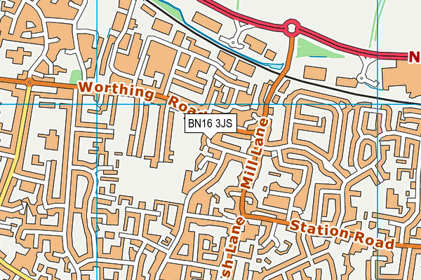 BN16 3JS map - OS VectorMap District (Ordnance Survey)