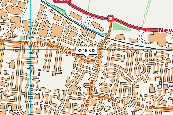BN16 3JX map - OS VectorMap District (Ordnance Survey)