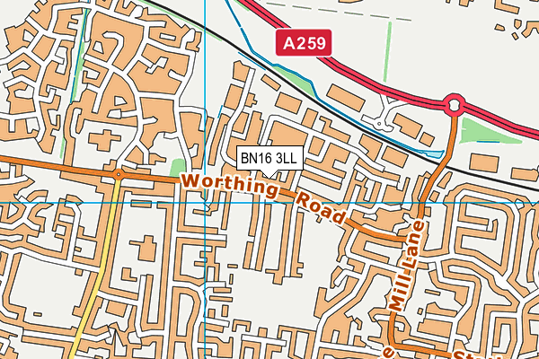 BN16 3LL map - OS VectorMap District (Ordnance Survey)