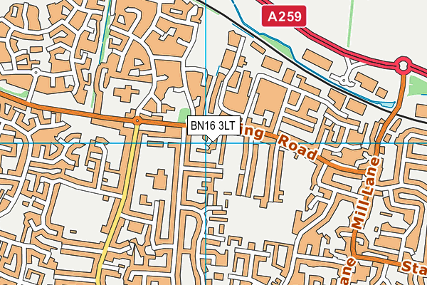 BN16 3LT map - OS VectorMap District (Ordnance Survey)