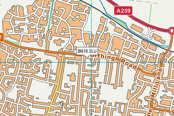 BN16 3LU map - OS VectorMap District (Ordnance Survey)