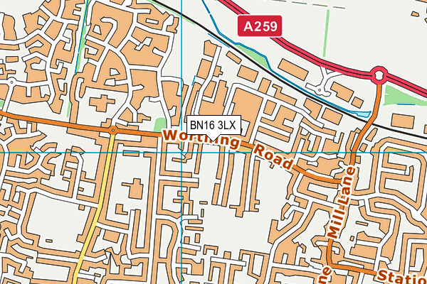BN16 3LX map - OS VectorMap District (Ordnance Survey)