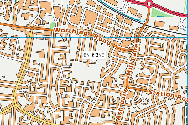 BN16 3NE map - OS VectorMap District (Ordnance Survey)