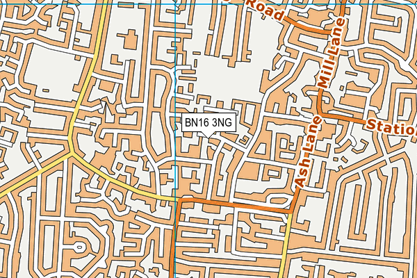 BN16 3NG map - OS VectorMap District (Ordnance Survey)