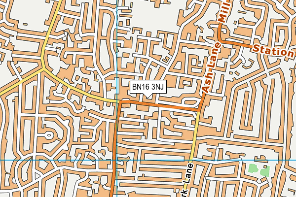 BN16 3NJ map - OS VectorMap District (Ordnance Survey)