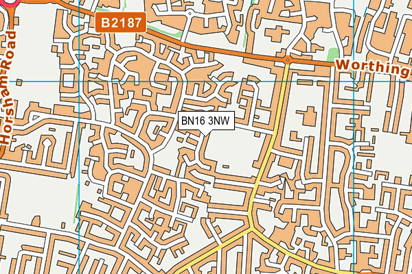 BN16 3NW map - OS VectorMap District (Ordnance Survey)