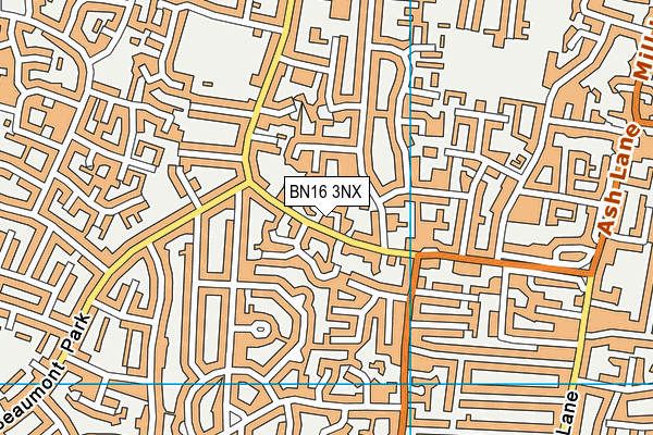 BN16 3NX map - OS VectorMap District (Ordnance Survey)