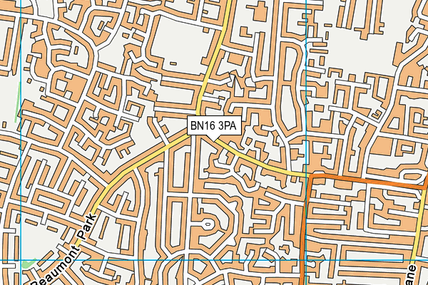 BN16 3PA map - OS VectorMap District (Ordnance Survey)