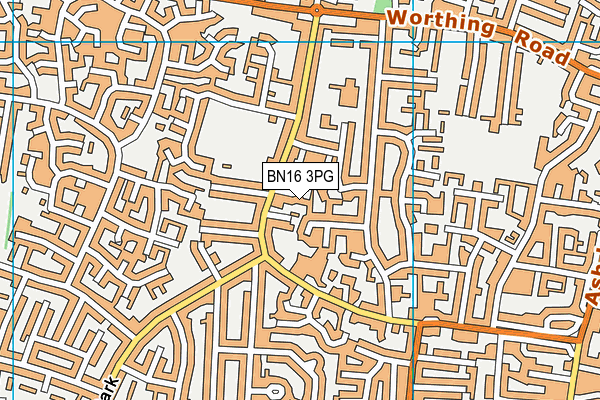 BN16 3PG map - OS VectorMap District (Ordnance Survey)