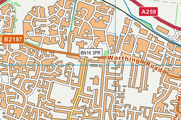 BN16 3PR map - OS VectorMap District (Ordnance Survey)