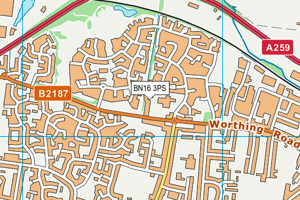BN16 3PS map - OS VectorMap District (Ordnance Survey)