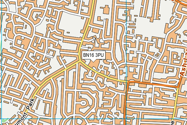 BN16 3PU map - OS VectorMap District (Ordnance Survey)