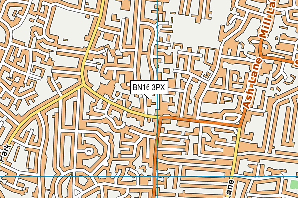 BN16 3PX map - OS VectorMap District (Ordnance Survey)