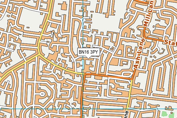 BN16 3PY map - OS VectorMap District (Ordnance Survey)