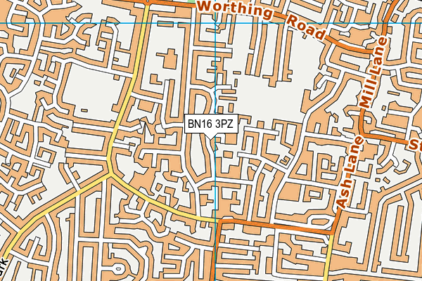 BN16 3PZ map - OS VectorMap District (Ordnance Survey)