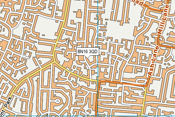BN16 3QD map - OS VectorMap District (Ordnance Survey)