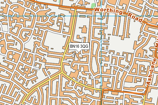 BN16 3QG map - OS VectorMap District (Ordnance Survey)