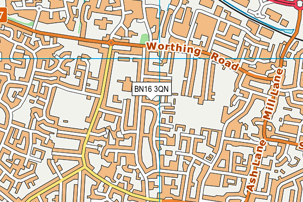 BN16 3QN map - OS VectorMap District (Ordnance Survey)