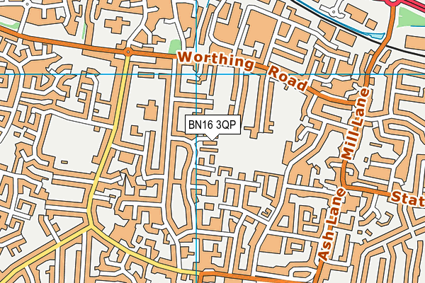 BN16 3QP map - OS VectorMap District (Ordnance Survey)