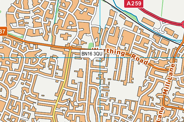 BN16 3QU map - OS VectorMap District (Ordnance Survey)