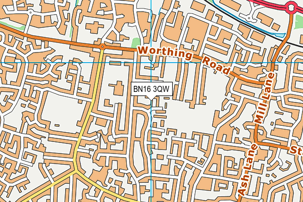 BN16 3QW map - OS VectorMap District (Ordnance Survey)
