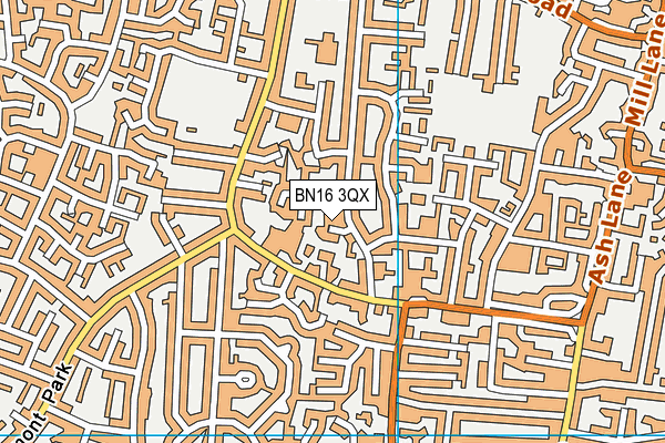 BN16 3QX map - OS VectorMap District (Ordnance Survey)