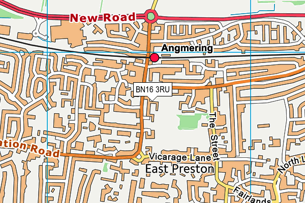 BN16 3RU map - OS VectorMap District (Ordnance Survey)