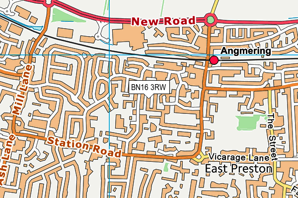 BN16 3RW map - OS VectorMap District (Ordnance Survey)