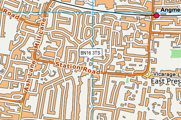 BN16 3TS map - OS VectorMap District (Ordnance Survey)