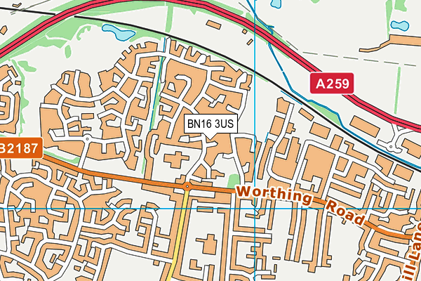 BN16 3US map - OS VectorMap District (Ordnance Survey)