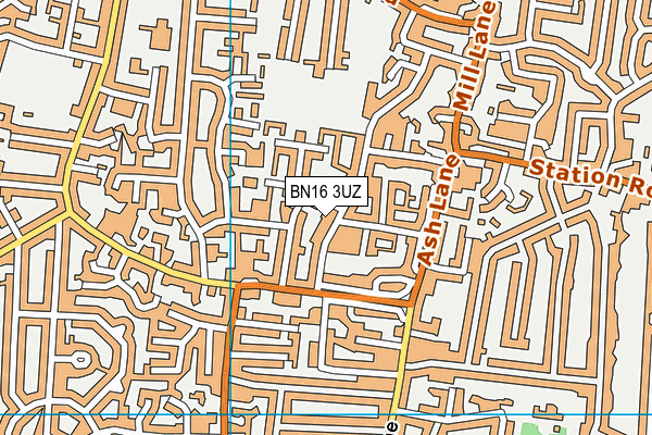 BN16 3UZ map - OS VectorMap District (Ordnance Survey)