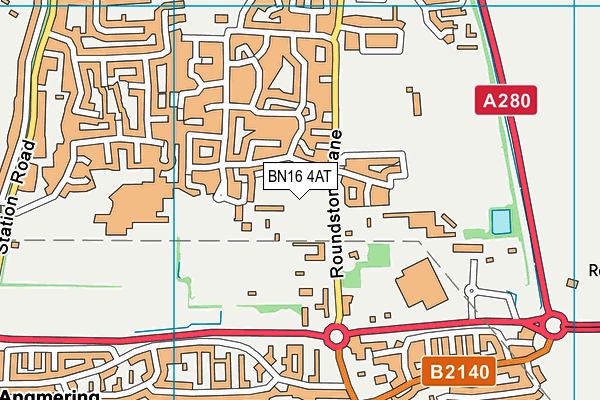 BN16 4AT map - OS VectorMap District (Ordnance Survey)