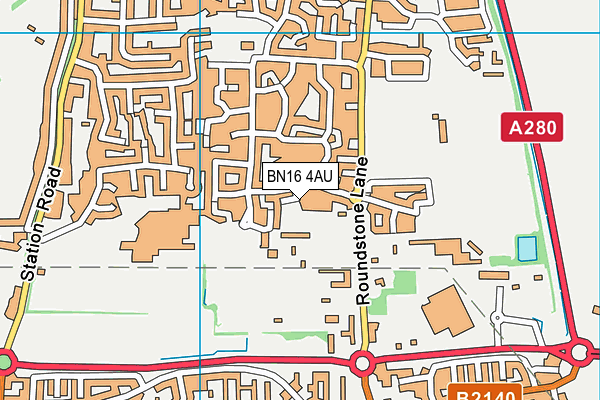 BN16 4AU map - OS VectorMap District (Ordnance Survey)
