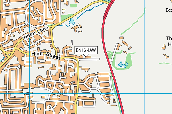 BN16 4AW map - OS VectorMap District (Ordnance Survey)