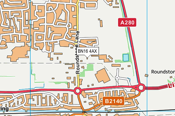 BN16 4AX map - OS VectorMap District (Ordnance Survey)