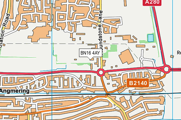 BN16 4AY map - OS VectorMap District (Ordnance Survey)